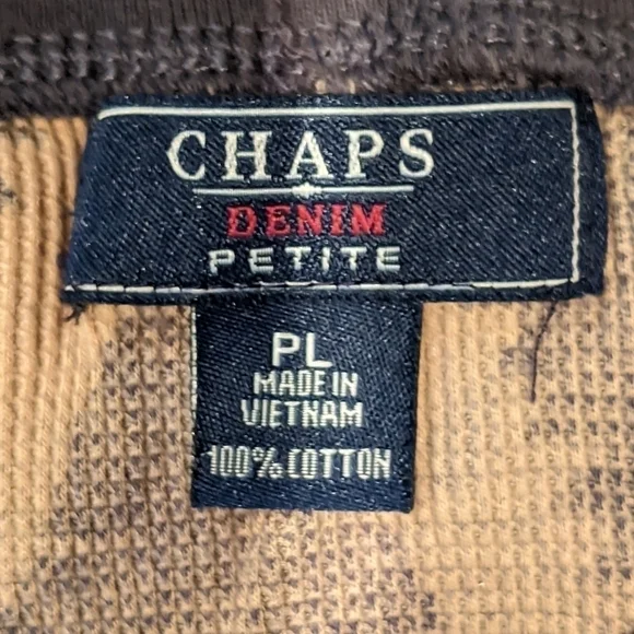 Chaps Denim Cotton Thermal Long Sleeve Top Petite Large  Southwest Waffle Weave - Picture 3 of 6